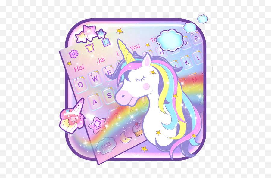 Rainbow Unicorn Keyboard Theme - Mane Emoji,Unicorn Emoji Keyboard