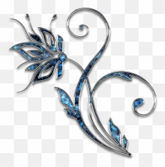 Decor Ornament Jewelry Flower Blue - Flower Design Black And White Png Emoji,Woman Crystal Ball Hand Emoji