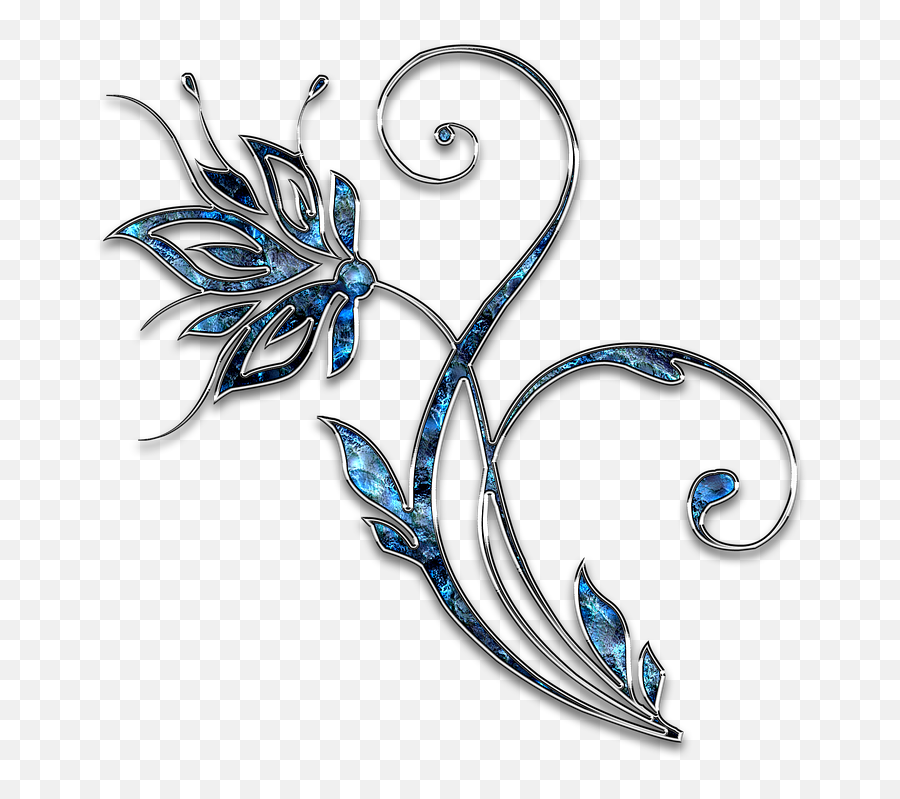 Decor Ornament Jewelry Flower Blue - Flower Design Black And White Png Emoji,Woman Crystal Ball Hand Emoji