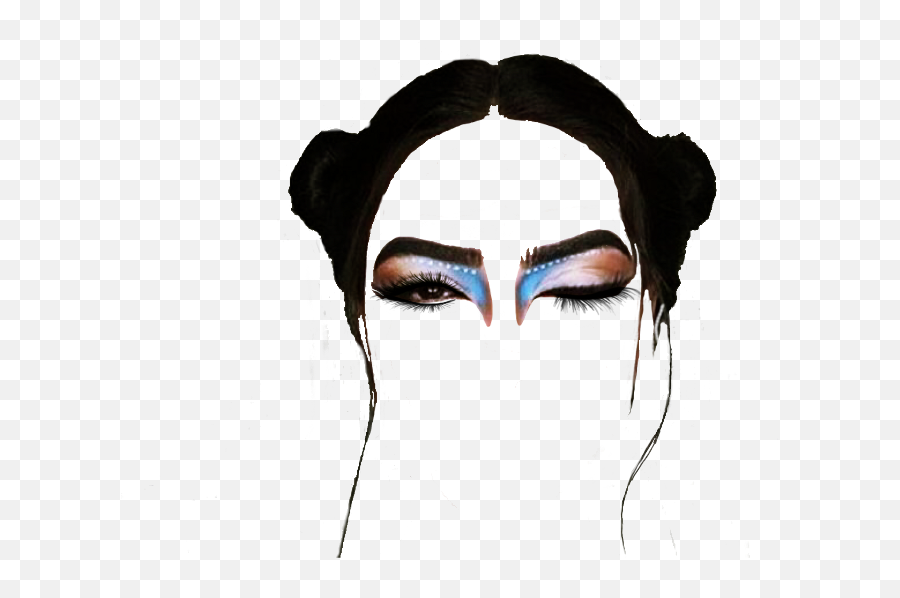 Ftestickers Wig Eyes Makeup Spacebuns Render Freetoedit - Illustration Emoji,Emoji Makeup