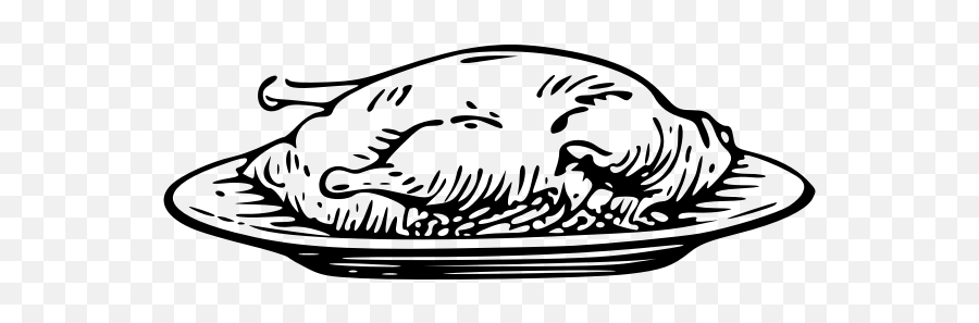 Vector Clip Art Of Whole Chicken - Plate With Food Clipart Black And White Emoji,Breast Cancer Emoji