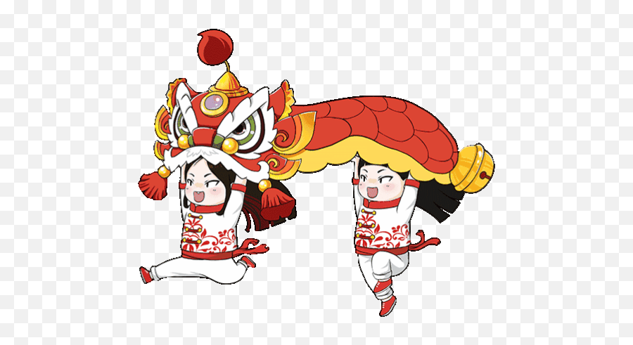 Lion Dance - Transparent Lion Dance Gif Emoji,Chinese New Year Emoticons.