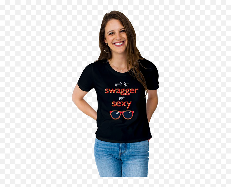 Bollywood T - Shirts For Women Banno Tera Swagger Girl Emoji,Women's Emoji Shirt