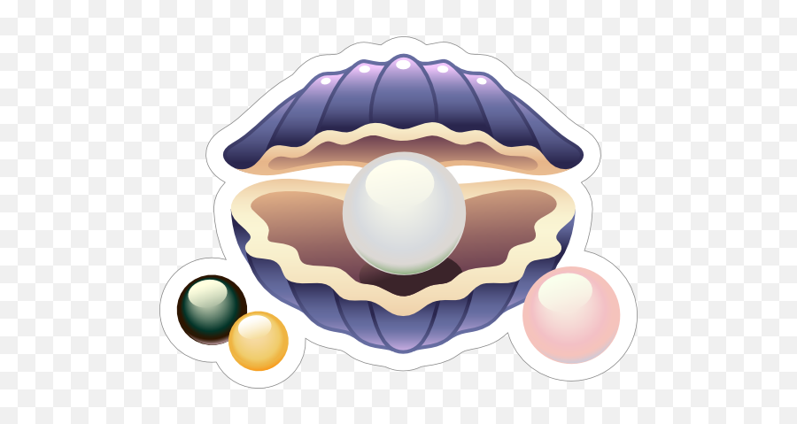 Oyster With Pearls Sticker - Seashell Drawing With Color Emoji,Oyster Emoji