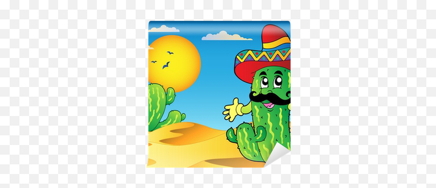 Desert Scene With Mexican Cactus Wall Mural U2022 Pixers - We Live To Change Clip Art Emoji,Mexican Emoticon