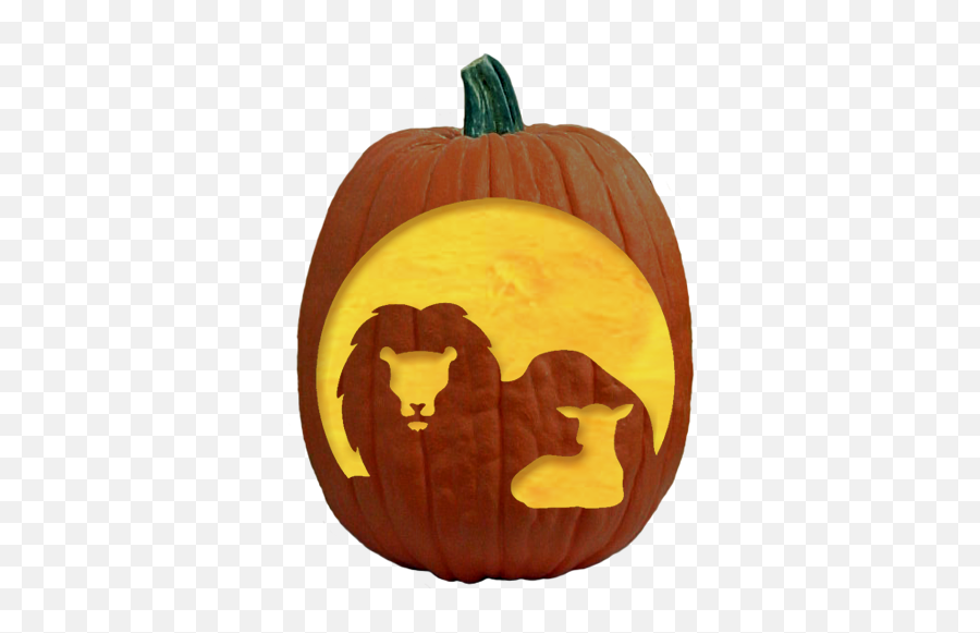Download Lion And Lamb Pumpkin Carving - Christian Pumpkin Carving Emoji,Emoji Carved Pumpkin