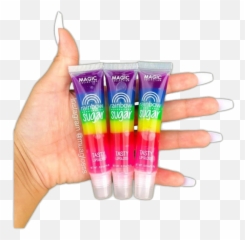 Acrylics Nails Lipgloss Lips Rainbow Makeup Skincare - Lip Gloss Emoji,Emoji Hand And Lips