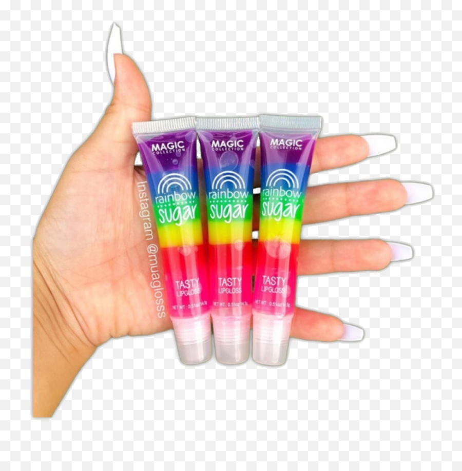 Acrylics Nails Lipgloss Lips Rainbow Makeup Skincare - Lip Gloss Emoji,Emoji Hand And Lips