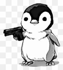 Cute Meme Clipart - Penguin Gun Emoji