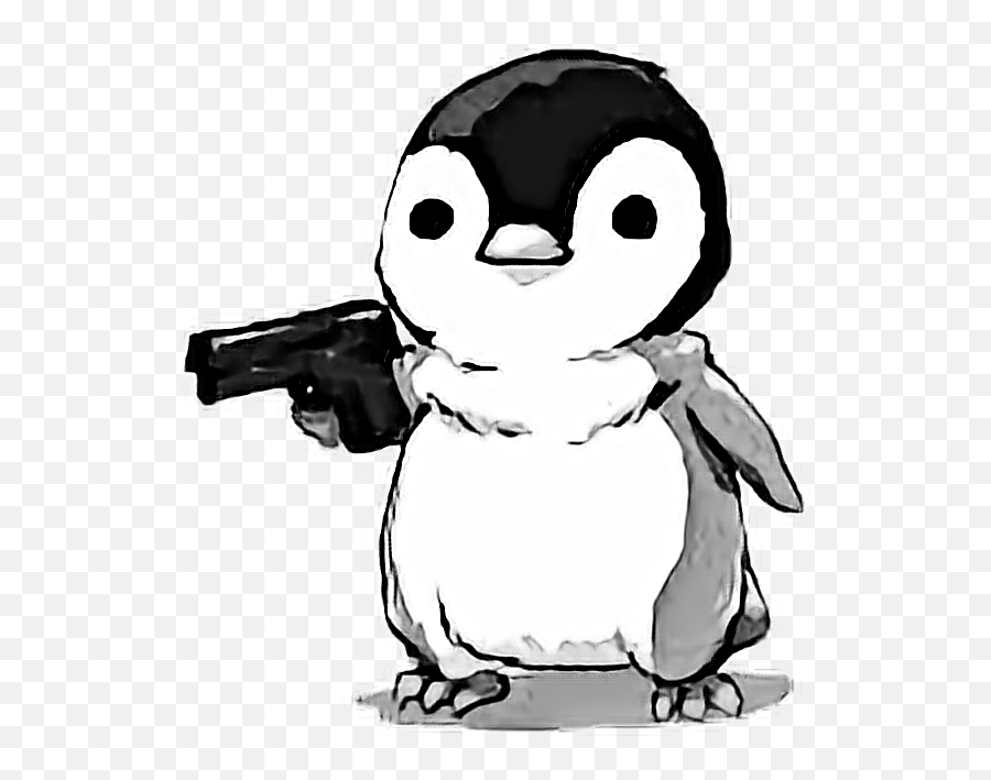 Cute Meme Clipart - Penguin Gun Emoji,Water Gun Emoji Meme
