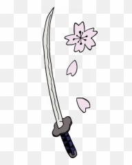 Samurai Sword And Cherry Blossoms - Samurai Sword Clip Art Emoji,Sakura Blossom Emoji