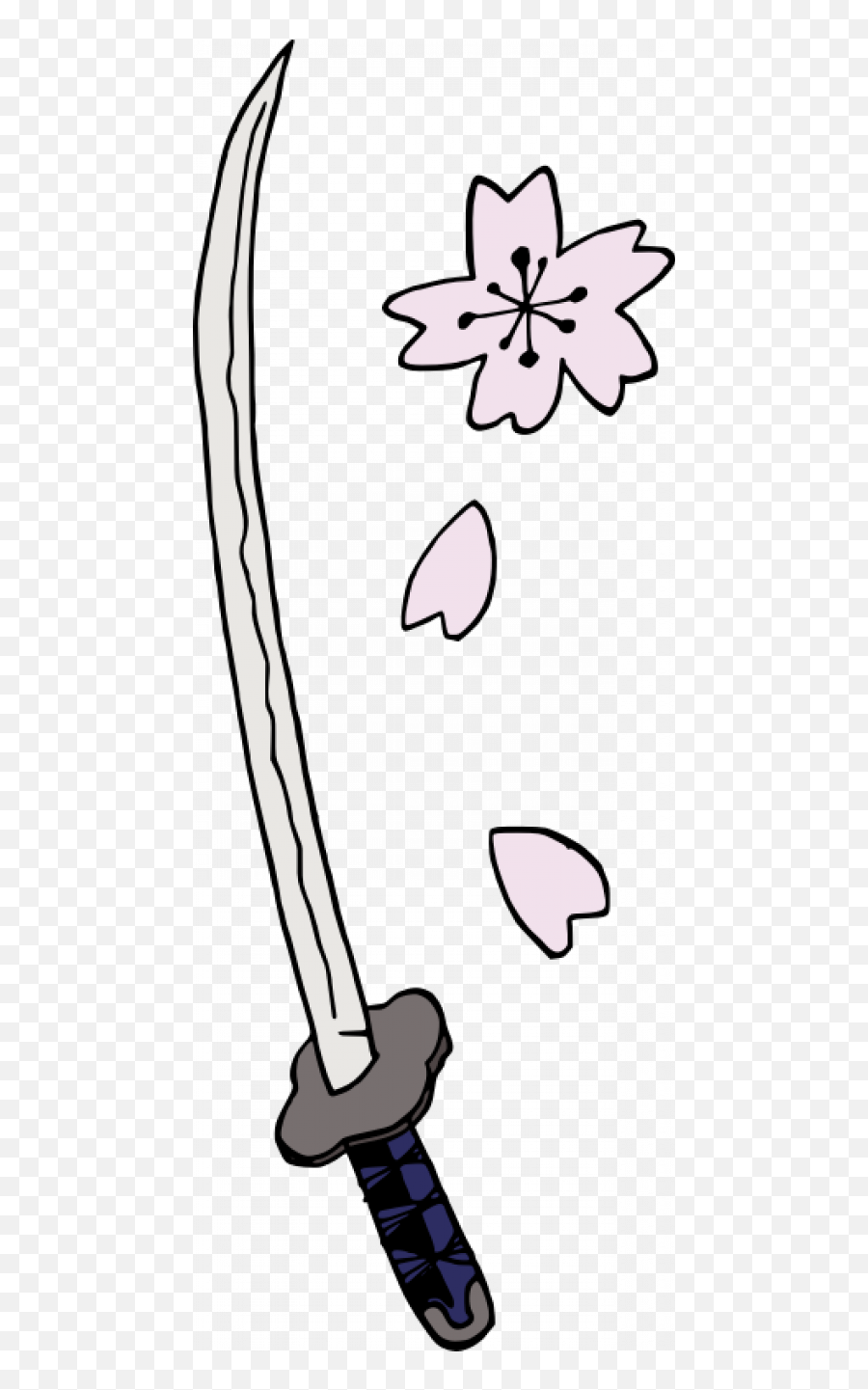 Samurai Sword And Cherry Blossoms - Samurai Sword Clip Art Emoji,Sakura Blossom Emoji