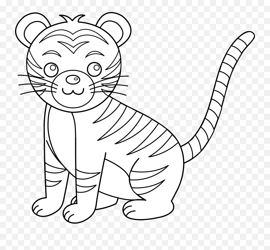 White Black And White Tiger Clip Art - Tiger Clipart Black And White Emoji,White Tiger Emoji
