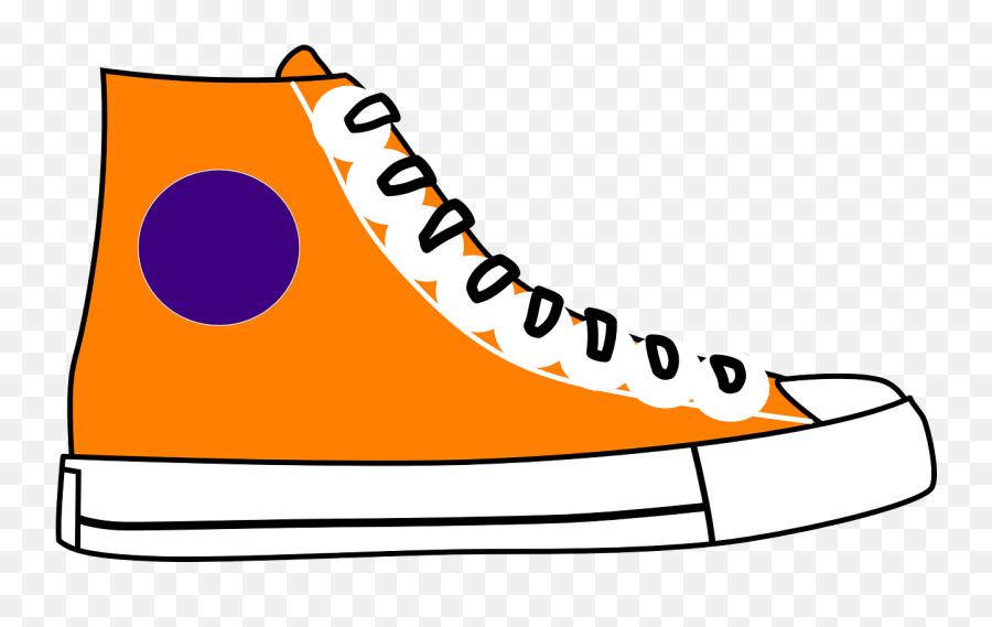 Converse Shoe Orange Purple Laces - Shoe Cartoon Clipart Emoji,(y) Emoticon