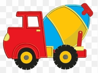 Cement Truck Colorful Clipart Png - Construction Art Free Emoji