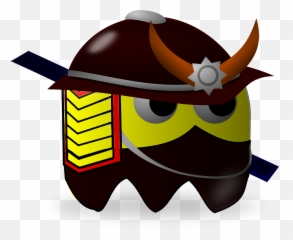 Samurai Japanese Pacman Pac - Pacman Samurai Emoji,Emoji American Flag And Rocket