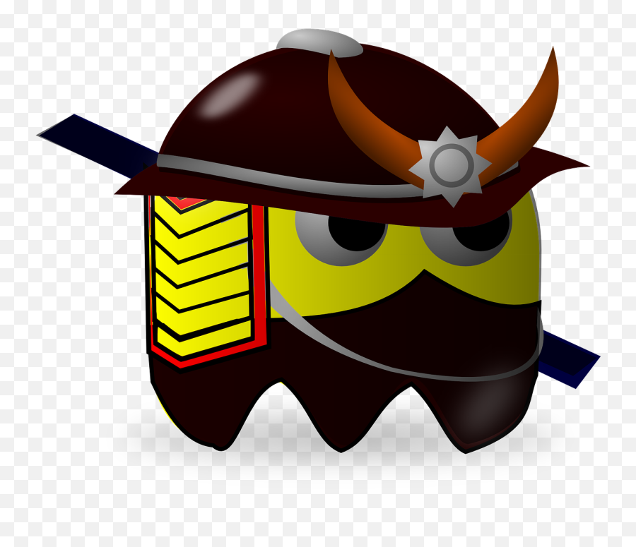 Samurai Japanese Pacman Pac - Pacman Samurai Emoji,Emoji American Flag And Rocket
