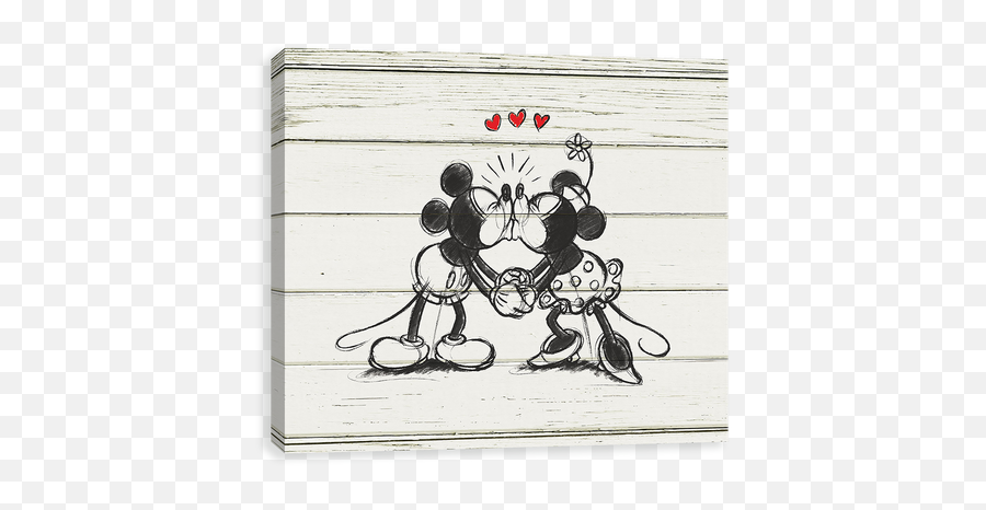 Mickey And Minnie Kissing With Heart - Classic Mickey And Minnie Black And White Emoji,Kissing Heart Emoji