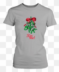 Kiss Me Mistletoe Ladies Tee - Pink Shirt With Heart Emoji,Mistletoe Emoji