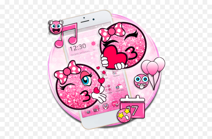 Pink Glitter Romantic Emoji Theme - Izinhlelo Zokusebenza Ku Cartoon,Giant Heart Emoji