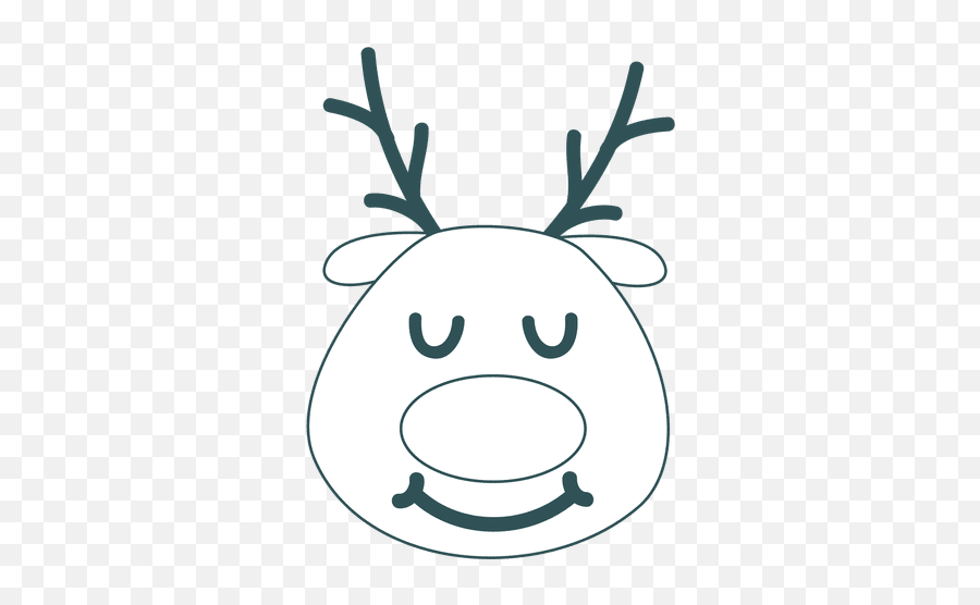 Close Eye Smile Reindeer Face Green Stroke Emoticon 47 - Cara De Reno En Trazos Emoji,Eye Ball Emoji
