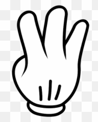 Vector Drawing Of A Glove With Three Fingers Up - Mickey Mouse Hand Signs Emoji