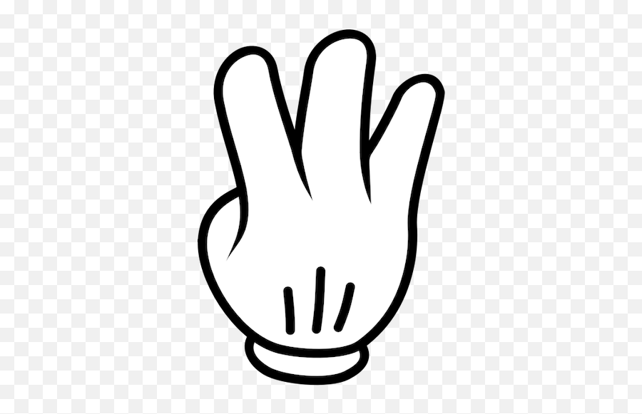 Vector Drawing Of A Glove With Three Fingers Up - Mickey Mouse Hand Signs Emoji,Peace Emoticon
