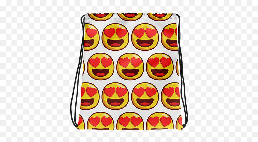 Love Eyes Emoji Drawstring Bag - Happy,Red Eyes Emoji