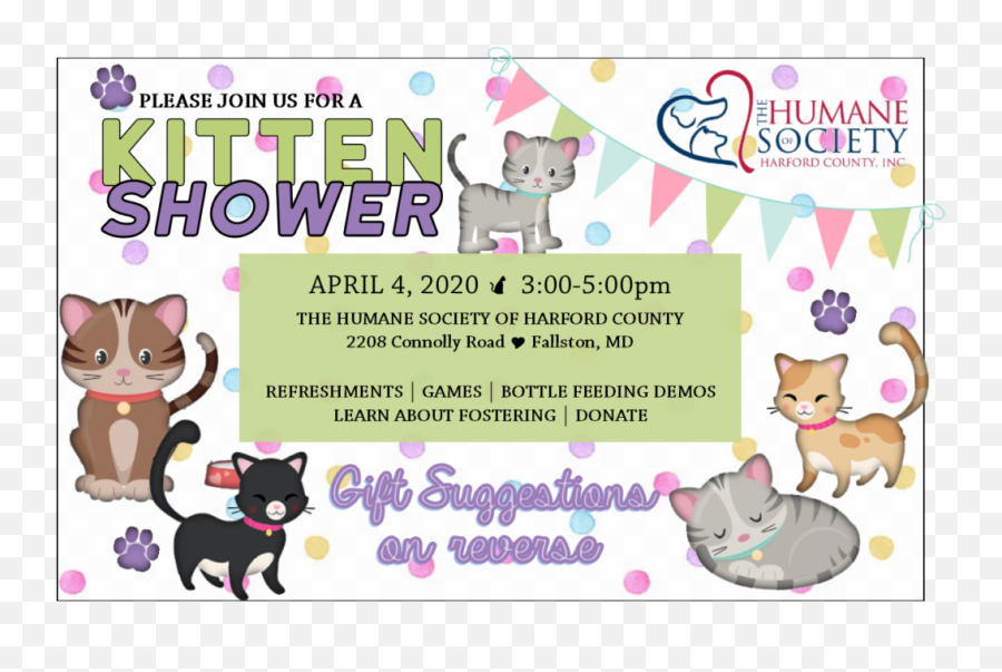Kitten Shower The Humane Society Of Harford County - Soft Emoji,Kitten Emoticons
