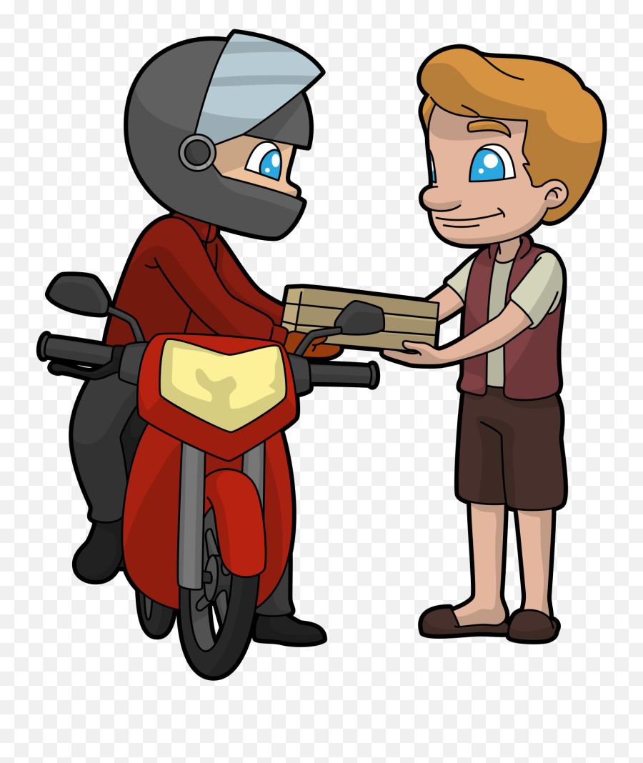 Delivery Guy In A Motorbike Clipart - Motorbike Cartoon Red Png Emoji,Guy Fawkes Emoji