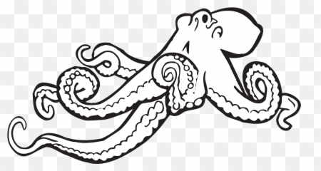Octopus Sketch Drawing Ocean Squid - Clipart Black And White Emoji