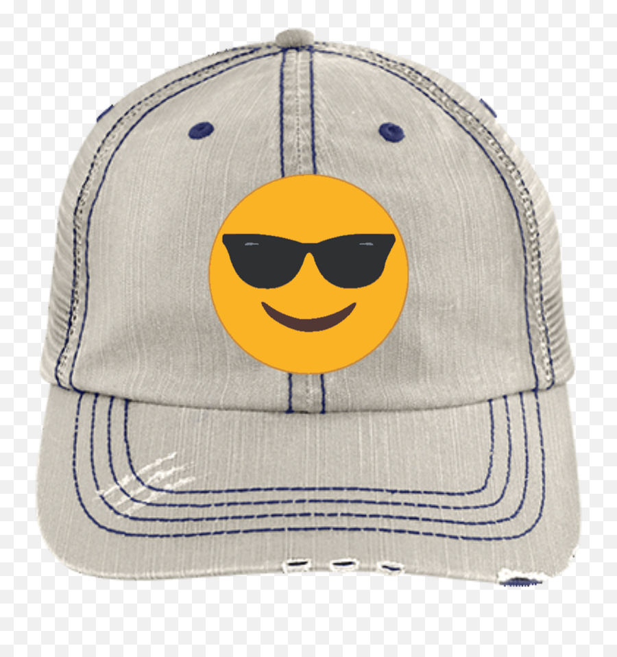 Sunglasses Emoji 6990 Distressed Unstructured Trucker Cap - Unstructured Trucker Cap,Distressed Emoji