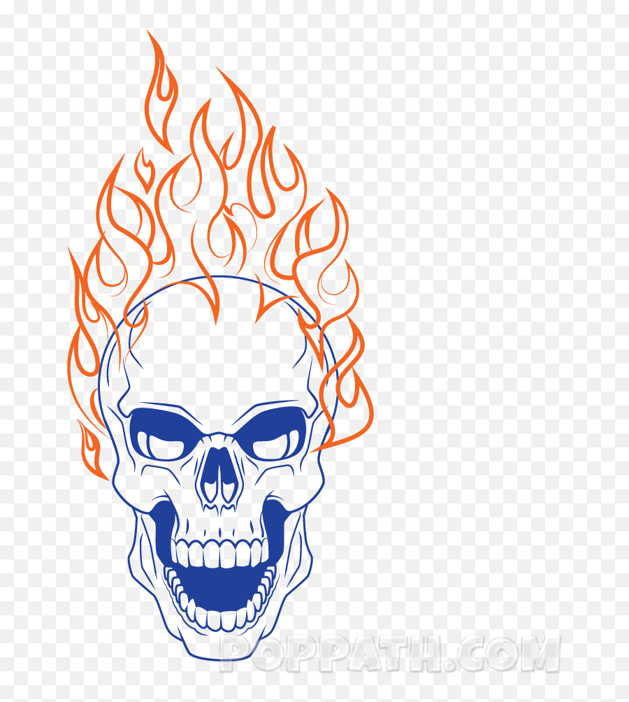 How To Draw A Flaming Skull - Skull On Fire Png Emoji,Skull Eyes Emoji