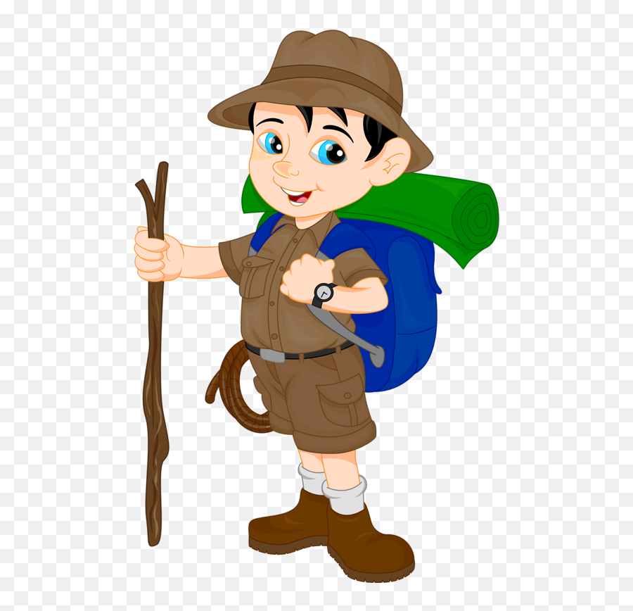 873 - Boy Hiking Cartoon Emoji,Boy Scout Emoji