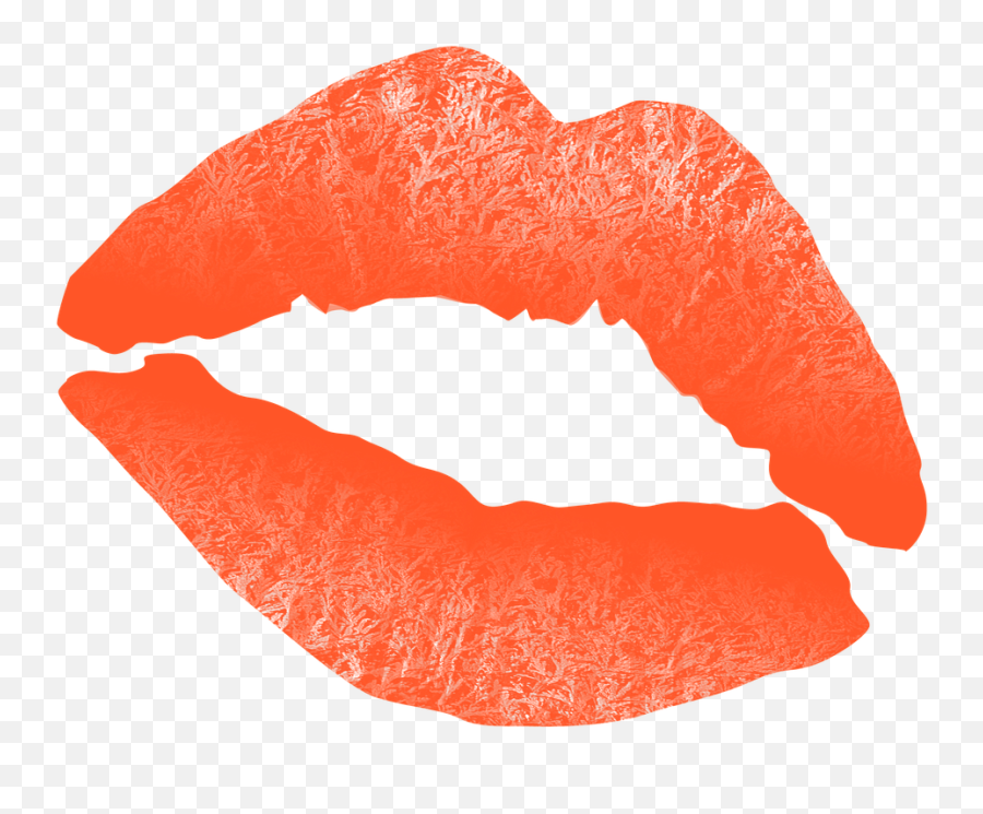Kiss Mouth Lips - Orange Lipstick Png Emoji,Kiss Emoji