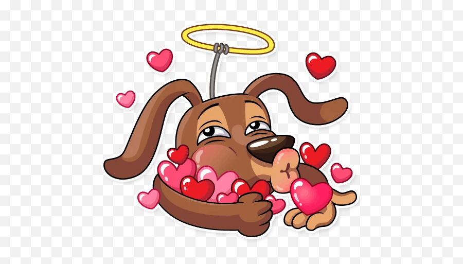 Cupid Dog Love Stickers By Hira Akram - Dog Emoji,Cupid Heart Emoji