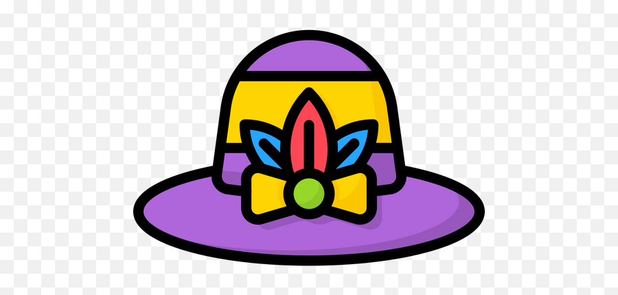 Carnival Hat Icon Of Colored Outline Style - Available In Clip Art Emoji,Mardi Gras Emojis