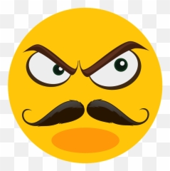 Mustache Angry Suspect Emoji Emotions - Anger Cartoon Pissed Emoticon Mad,Eyes Emoji
