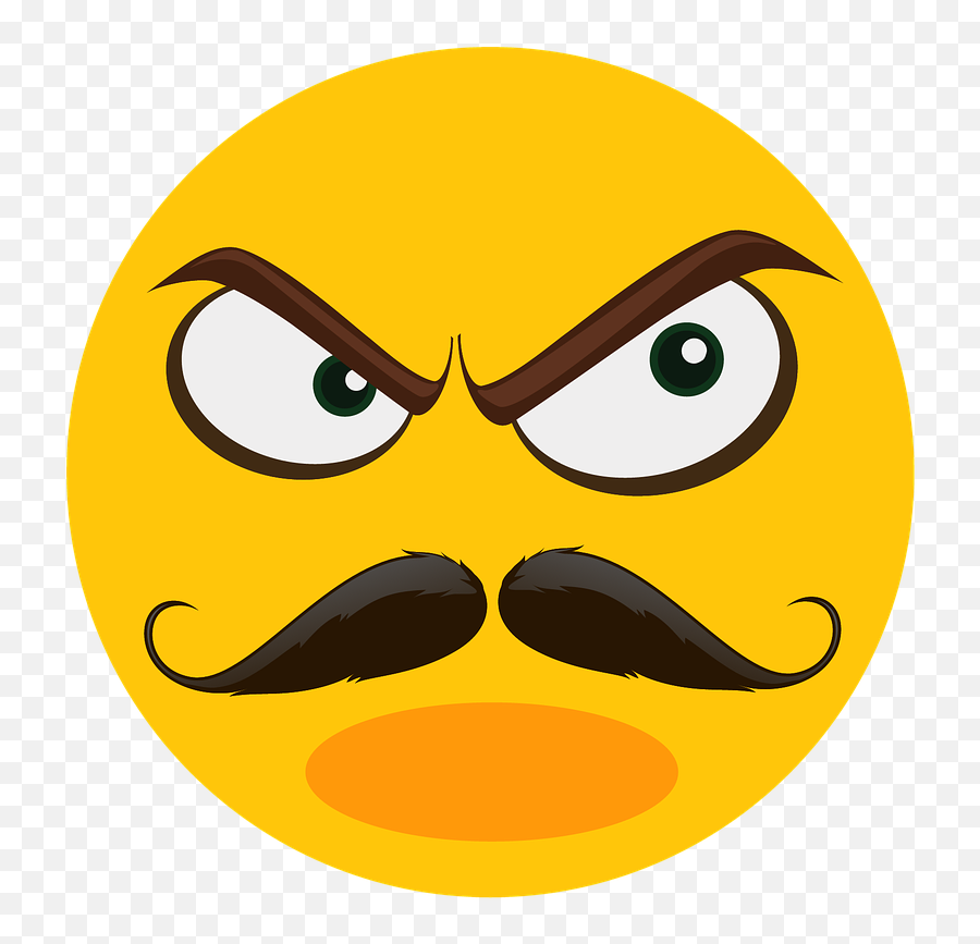 Mustache Angry Suspect Emoji Emotions - Anger Cartoon Pissed Emoticon Mad,Eyes Emoji