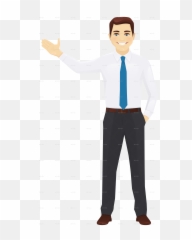 Vector Office Man Standing - Cartoon Transparent Background Emoji
