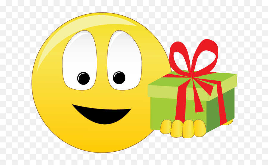 Free Png Emoticons - Smiley Face With Present Emoji,Ribbon Emoticon