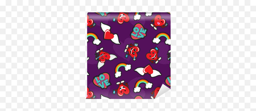 Valentines Day Love Emoji Patch Seamless Pattern Wallpaper U2022 Pixers - We Live To Change Cartoon,Bath Emoji