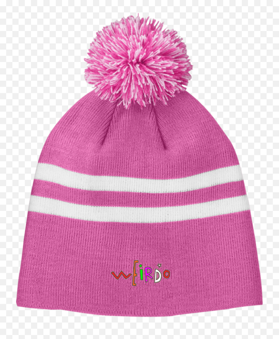 Weirdo Striped Pom Beanie - Unisex Emoji,Emoji Winter Hat