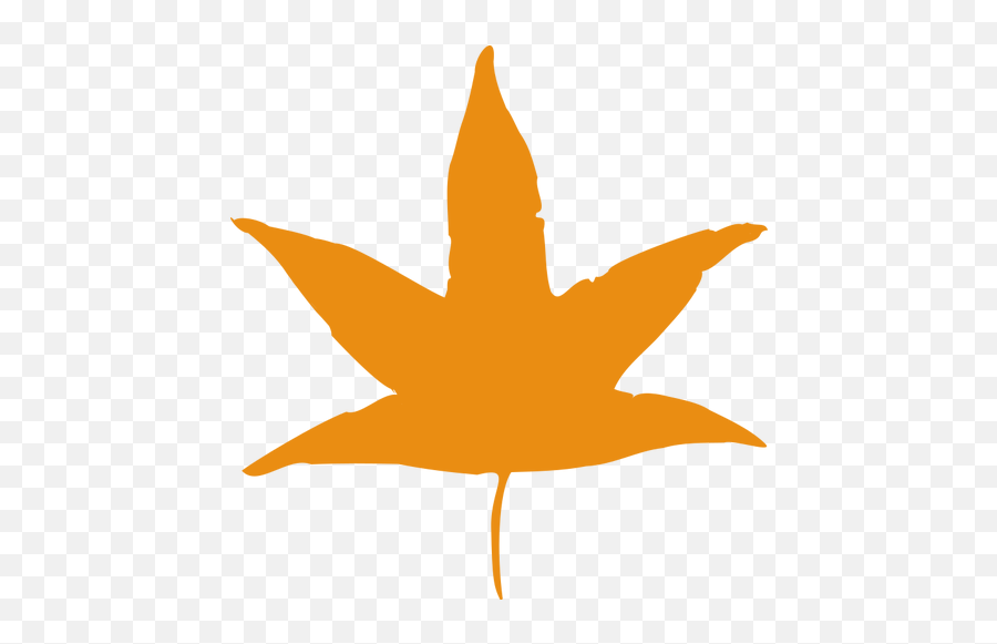 Image Of Orange Silhouette Of A Leaf - Autumn Leaves Clip Art Emoji,Plant Emoji