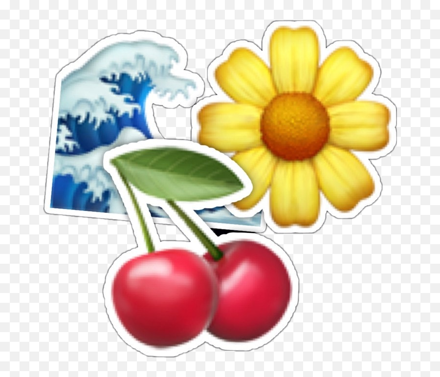 Download Emojis Iphone Iphoneemojis Cherries Sunflower Wave - Ios Flower Emoji,Emoji Wave