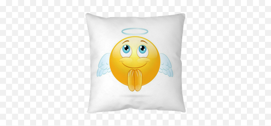 Angel Emoticon Throw Pillow Pixers - Cushion Emoji,Throwing Up Emoticons