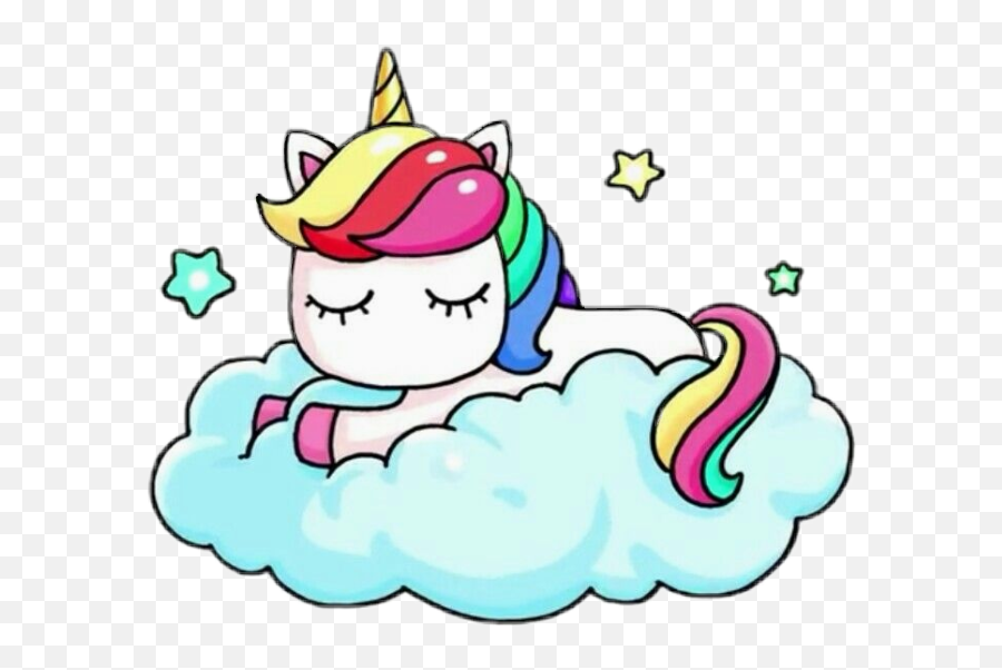 Unicorn Sleep Cloud Rainbow Kawaii - Draw So Cute Unicorn On Easy Cute Easy Unicorn Drawing Emoji,Clouds Emoji