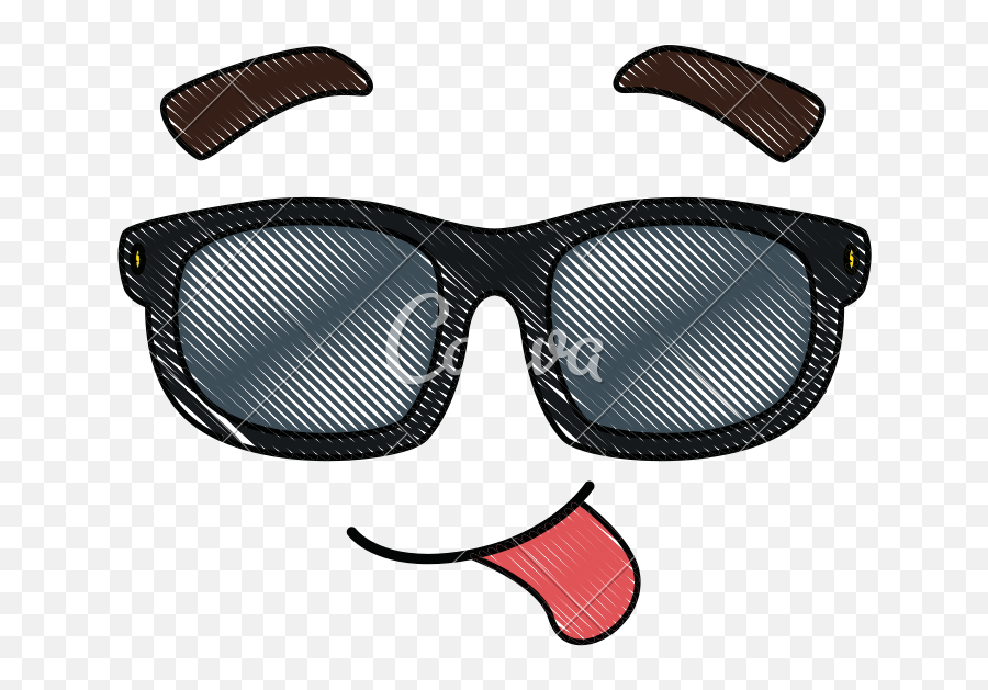 Face Emoji With Sunglasses Kawaii Character - Sunglasses,Sunglasses Emoji