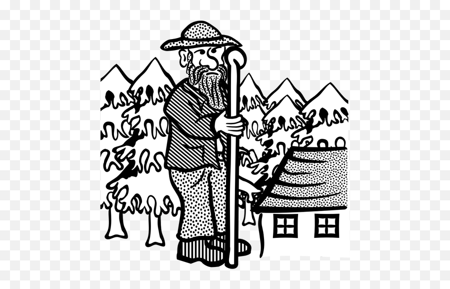 Clip Art Of Old Man With A Shepherds - Der Riese Clipart Emoji,Old Man With Cane Emoji