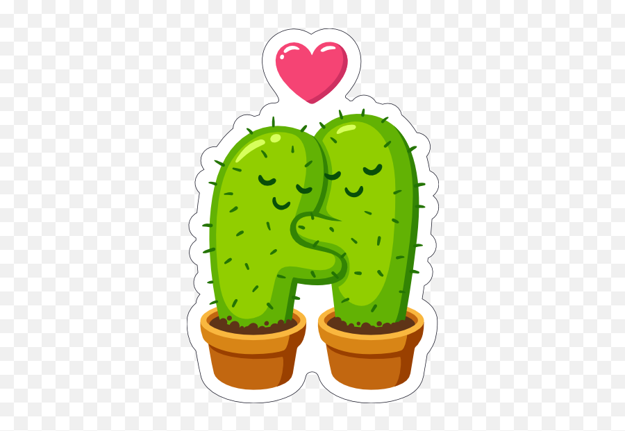 Hugging Cactus Succulent Sticker - Cactus Cute Emoji,Cactus Lightning Emoji